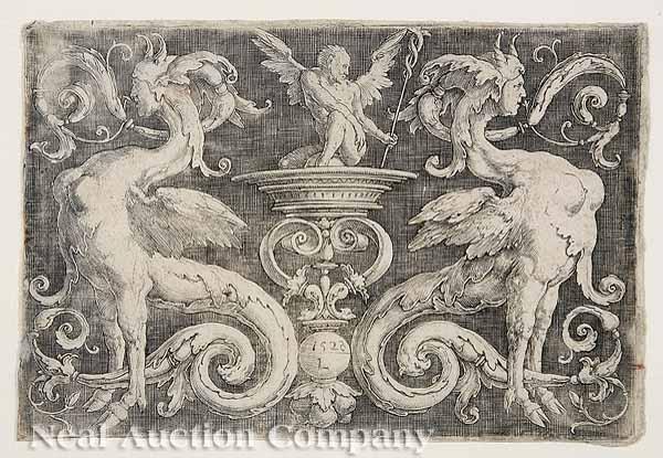 Appraisal: Lucas van Leyden Dutch - Sphinx Ornament engraving monogrammed and