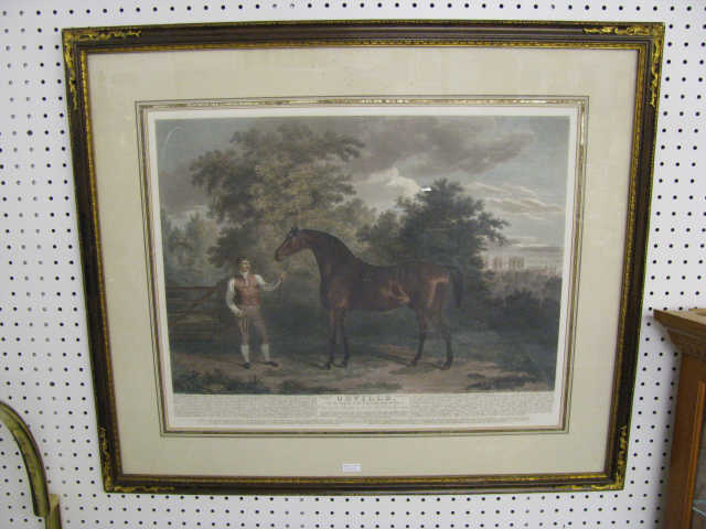 Appraisal: Handcolored Equestrian Engraving Orville fine horse scene image area approx