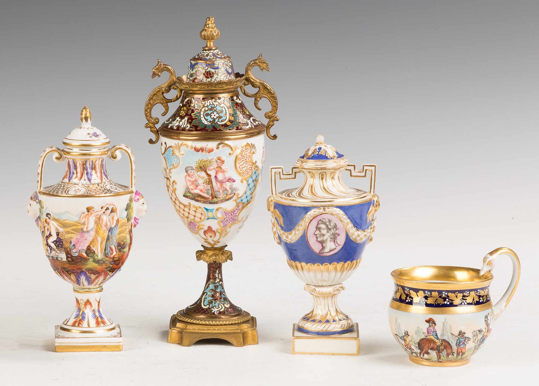 Appraisal: Group of French and German Porcelain Covered Urns Late th