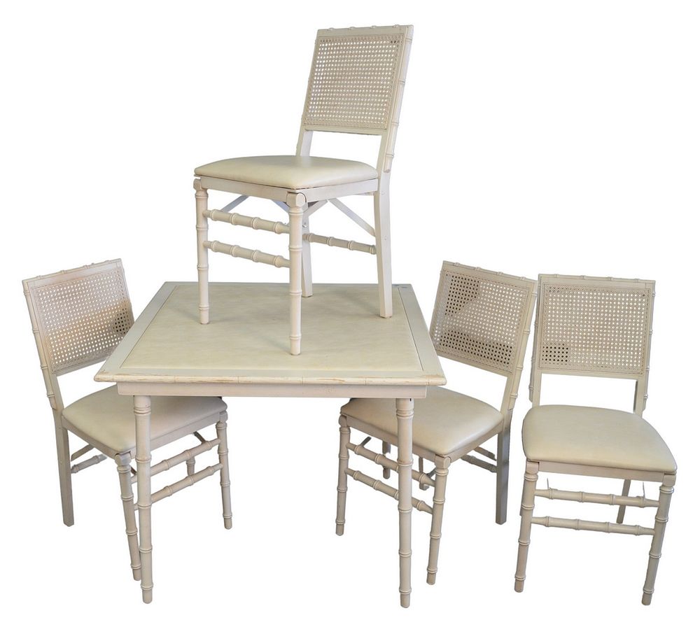 Appraisal: Stakmore Company Folding Card Table along with four folding chairs