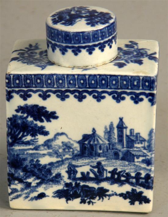 Appraisal: Late th century Worcester porcelain blue and white tea caddy