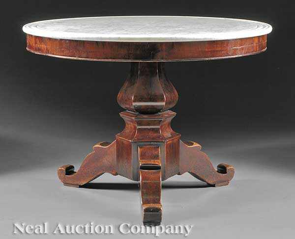 Appraisal: A Louis Philippe Figured Mahogany Center Table c original dished