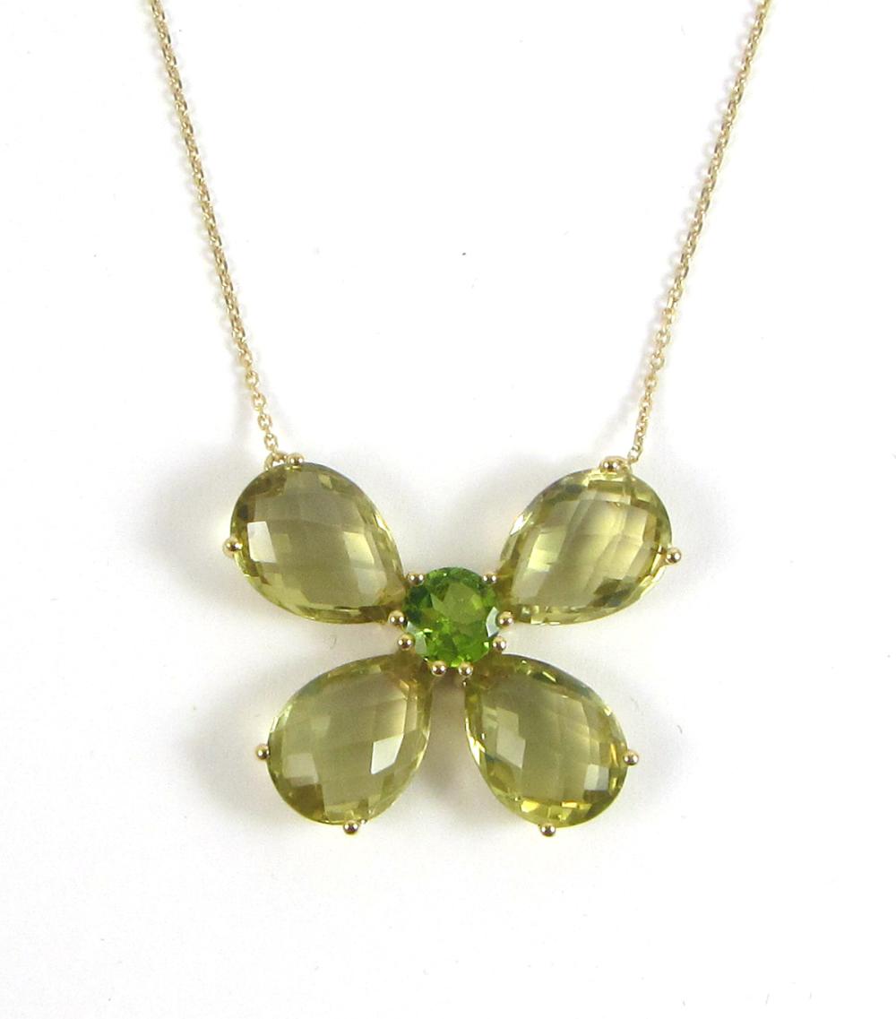 Appraisal: LEMON CITRINE AND PERIDOT NECKLACE with a length of k