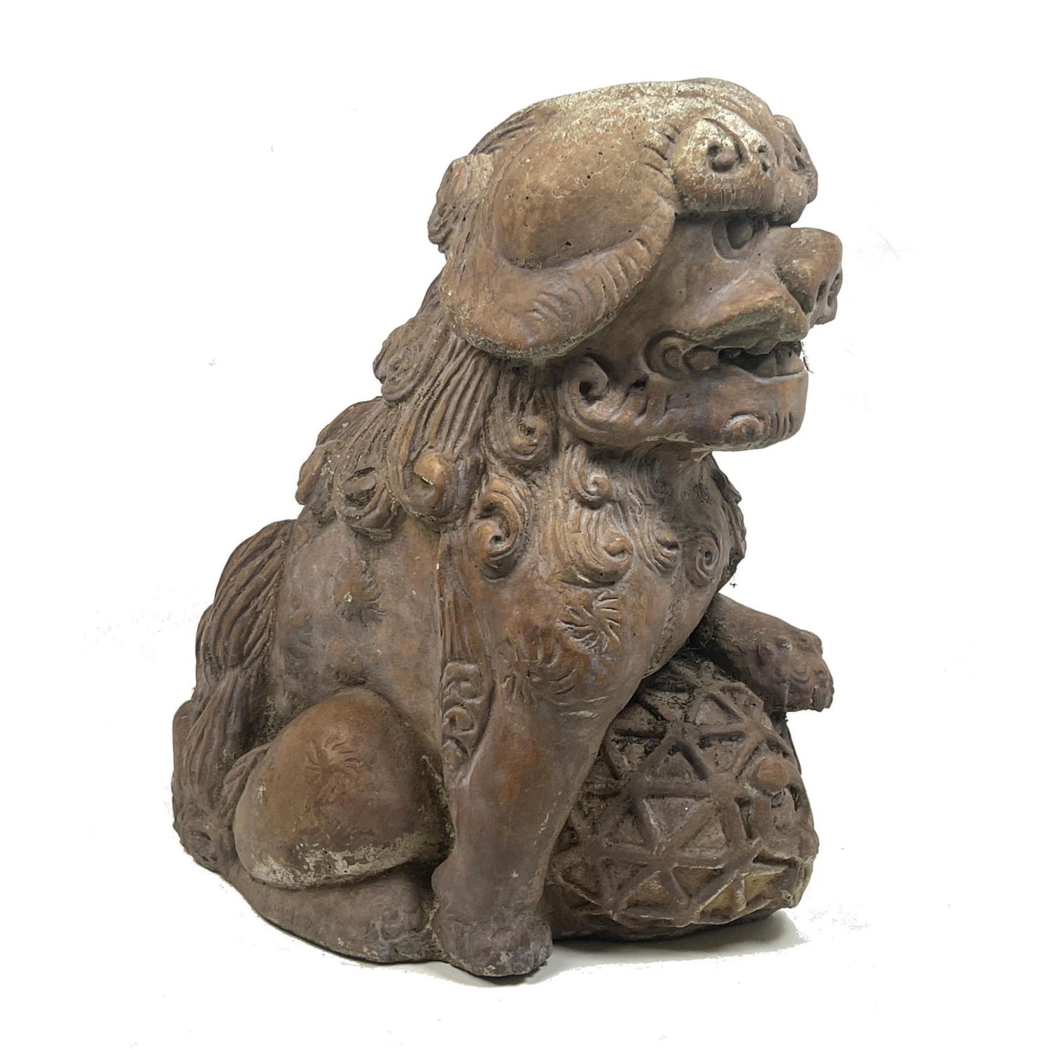 Appraisal: Foo Dog Figural sculpture painted warm brown Dimensions H inches