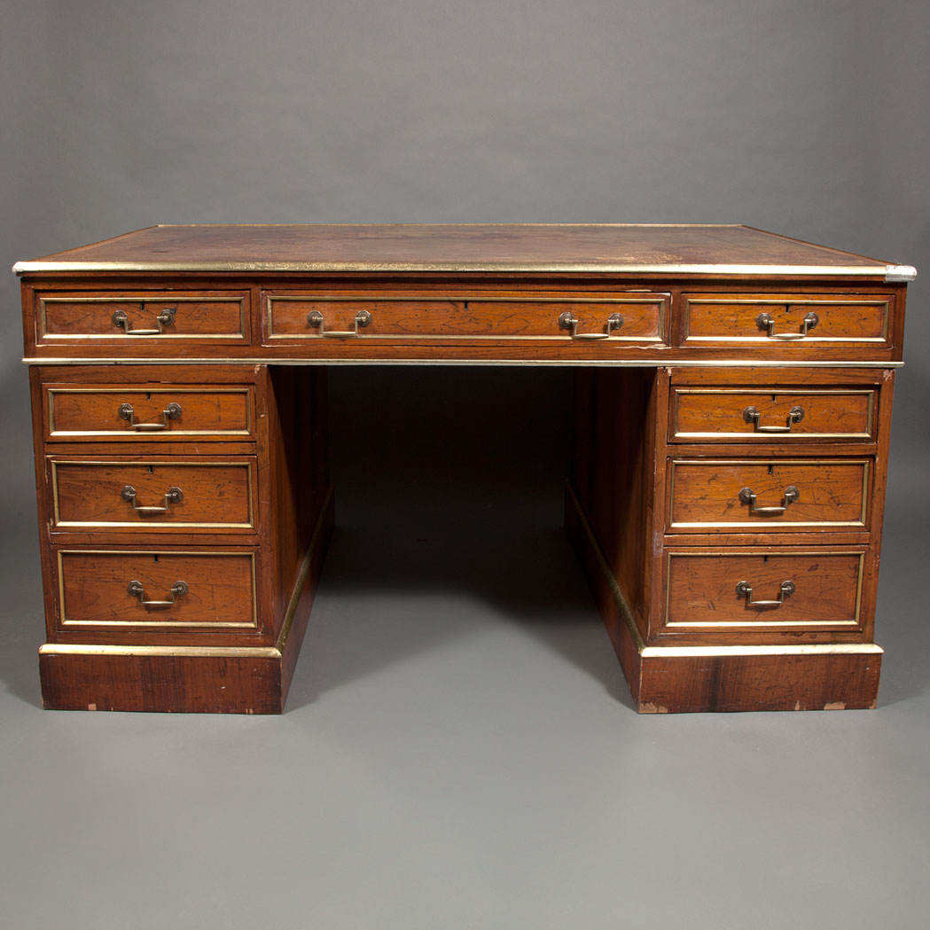 Appraisal: Brass Mounted Rosewood Double-Pedestal Desk Late th early th century