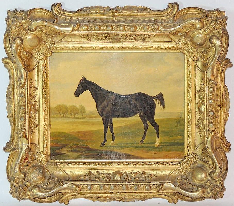 Appraisal: Henri De Lattre Oil on Board Horse Henri De Lattre