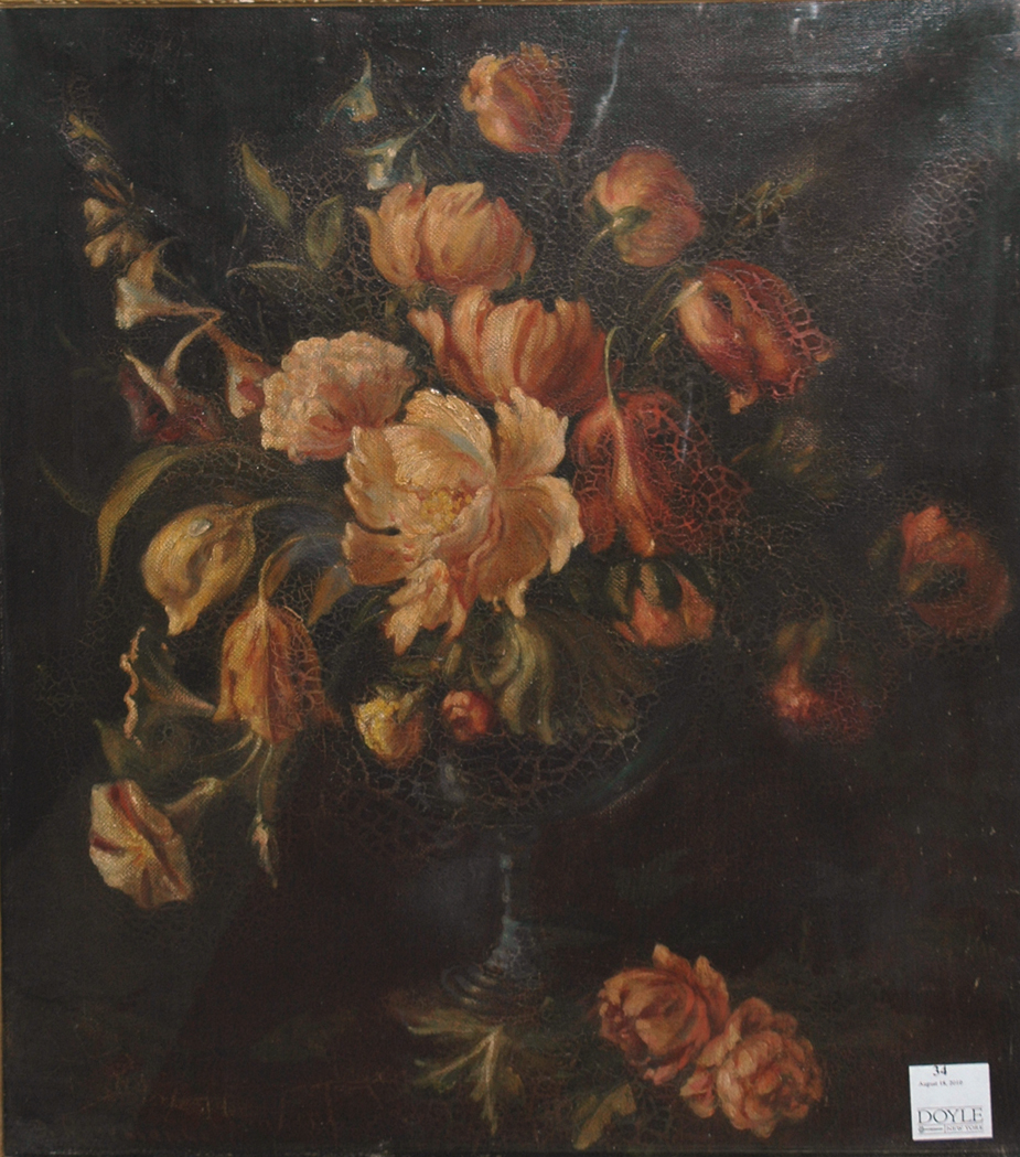 Appraisal: European School th th Century Floral Still Life Oil on