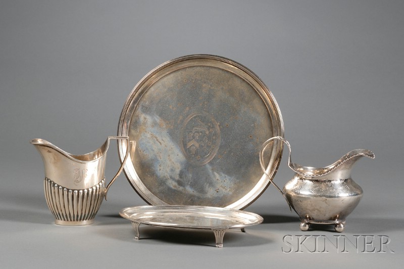 Appraisal: Four English Silver Tablewares comprising three London a teapot stand