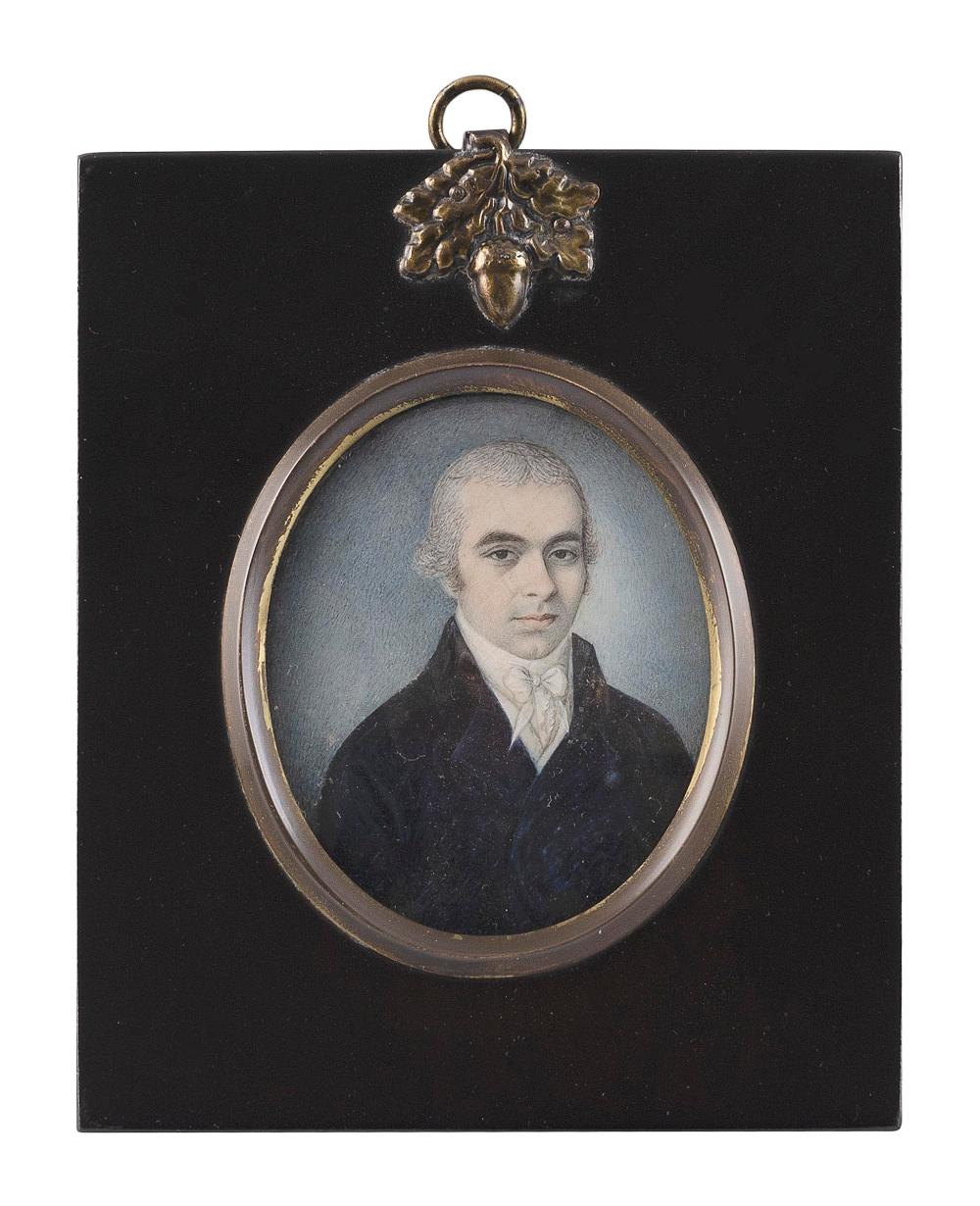 Appraisal: RARE AND FINE CHINESE EXPORT MINIATURE WATERCOLOR PORTRAIT OF CAPTAIN