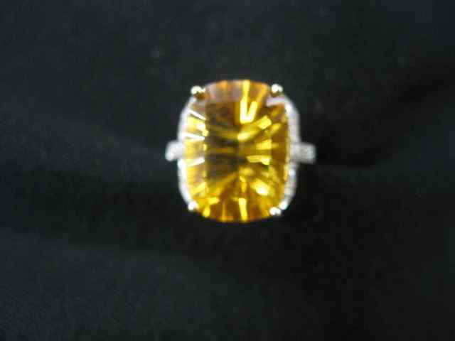 Appraisal: Topaz Diamond Ring carat radiant cut gem with diamonds on