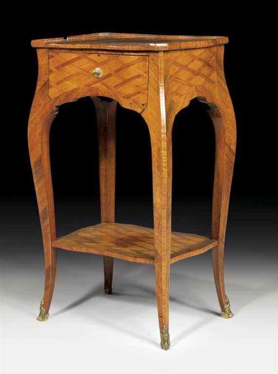 Appraisal: SMALL GUERIDON late Louis XV Paris th century Tulipwood and