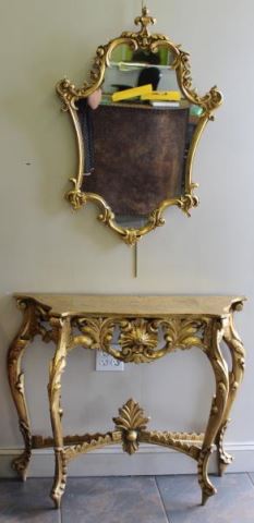 Appraisal: Vintage Gilded Console and Mirror From a Scarsdale NY estate