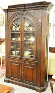 Appraisal: Custom large oak china cabinet with two glass doors over