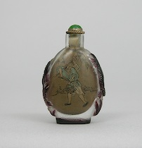 Appraisal: Cameo Glass Snuff Bottle with Interior Painting This glass snuff