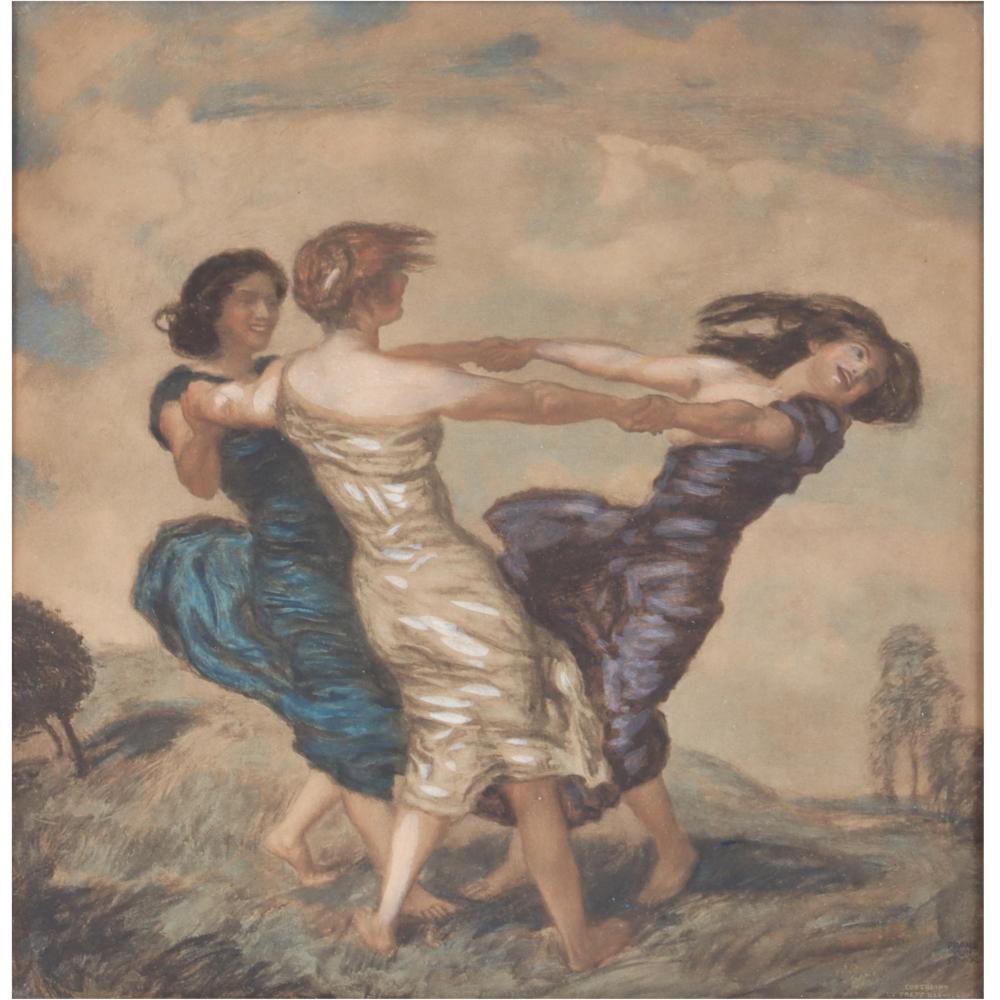 Appraisal: FRANZ VON STUCK GERMAN - THE MERRY DANCERS COLOR LITHOGRAPH