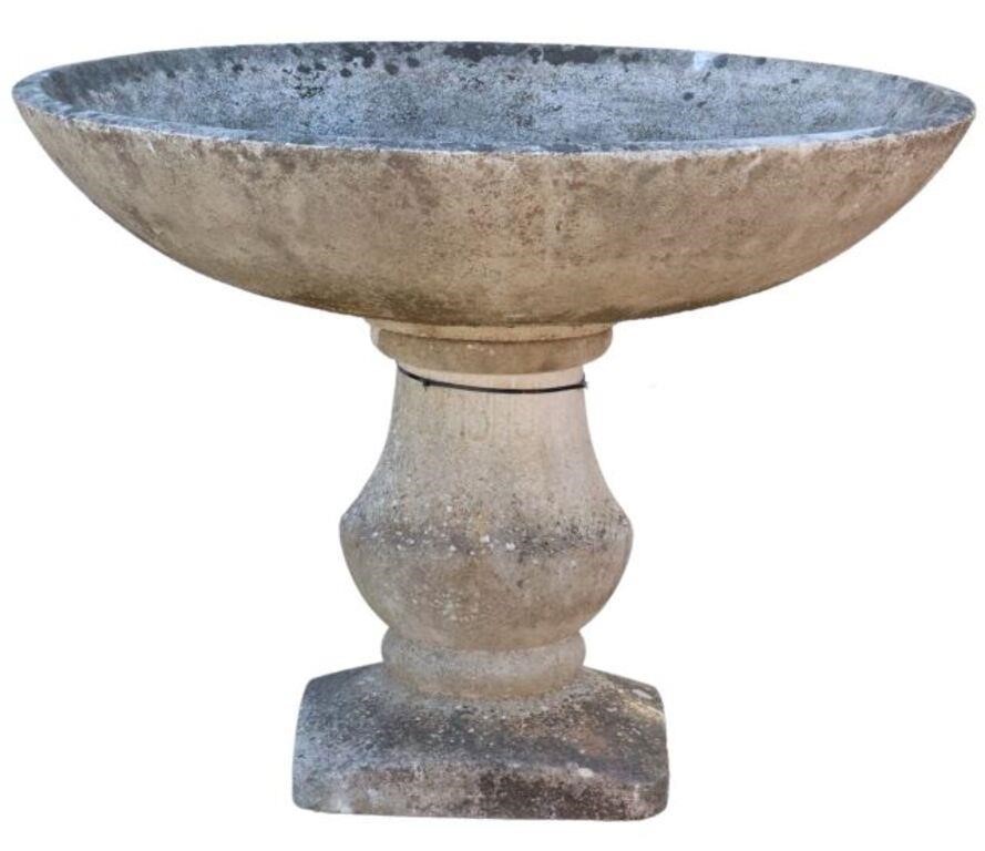 Appraisal: Large cast stone garden planter bird bath wide bowl over