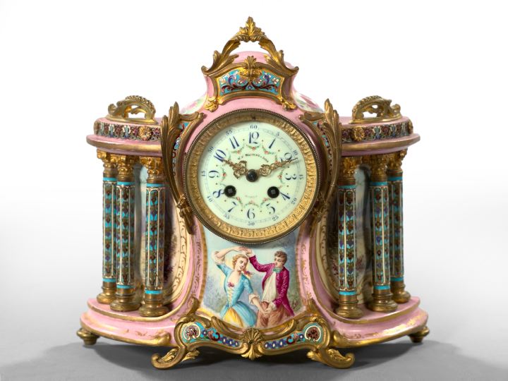 Appraisal: French Porcelain Mantel Clock first quarter th century the gilt-brass