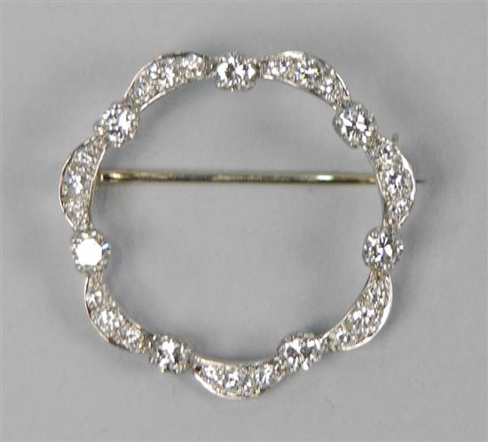 Appraisal: PLATINUM AND DIAMOND CIRCLE PIN diameter inches