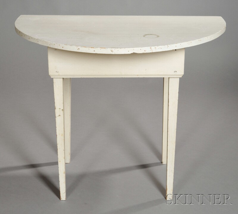 Appraisal: White-painted Pine Demilune Console Table New Hampshire early th century