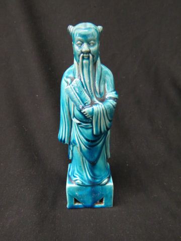 Appraisal: Chinese Blue Glazed Porcelain Figurineof a scholar tall excellent