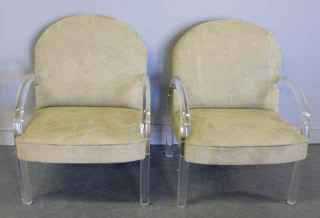 Appraisal: Pair Lucite Armchairs Possibly Pace From a Scarsdale NY estate