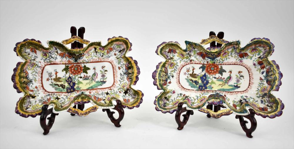 Appraisal: PAIR OF ENGLISH SHAPED IRONSTONE TRAYSPossibly Masons Staffordshire Early to