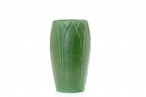 Appraisal: GRUEBY Vase with two rows of tooled and applied leaves