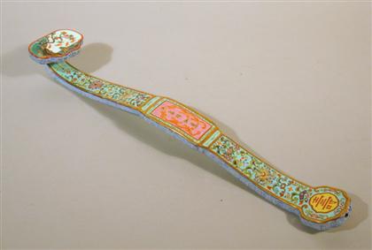 Appraisal: Unusual famille rose porcelain ruyi scepter Of lingzhi form well