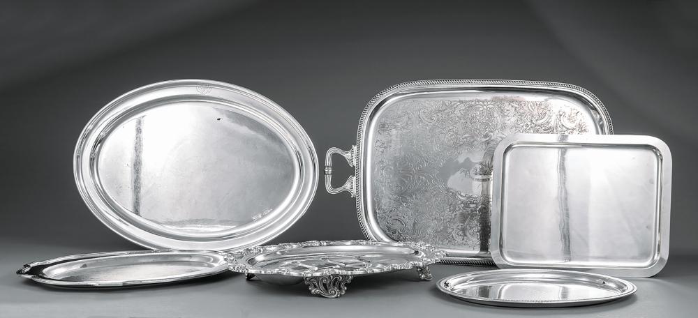 Appraisal: Group of Silverplate Trays and Platters various makers incl Elkington