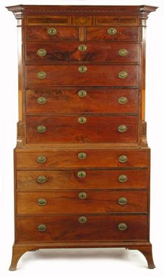 Appraisal: Channel Islands A George III mahogany chest on chest the