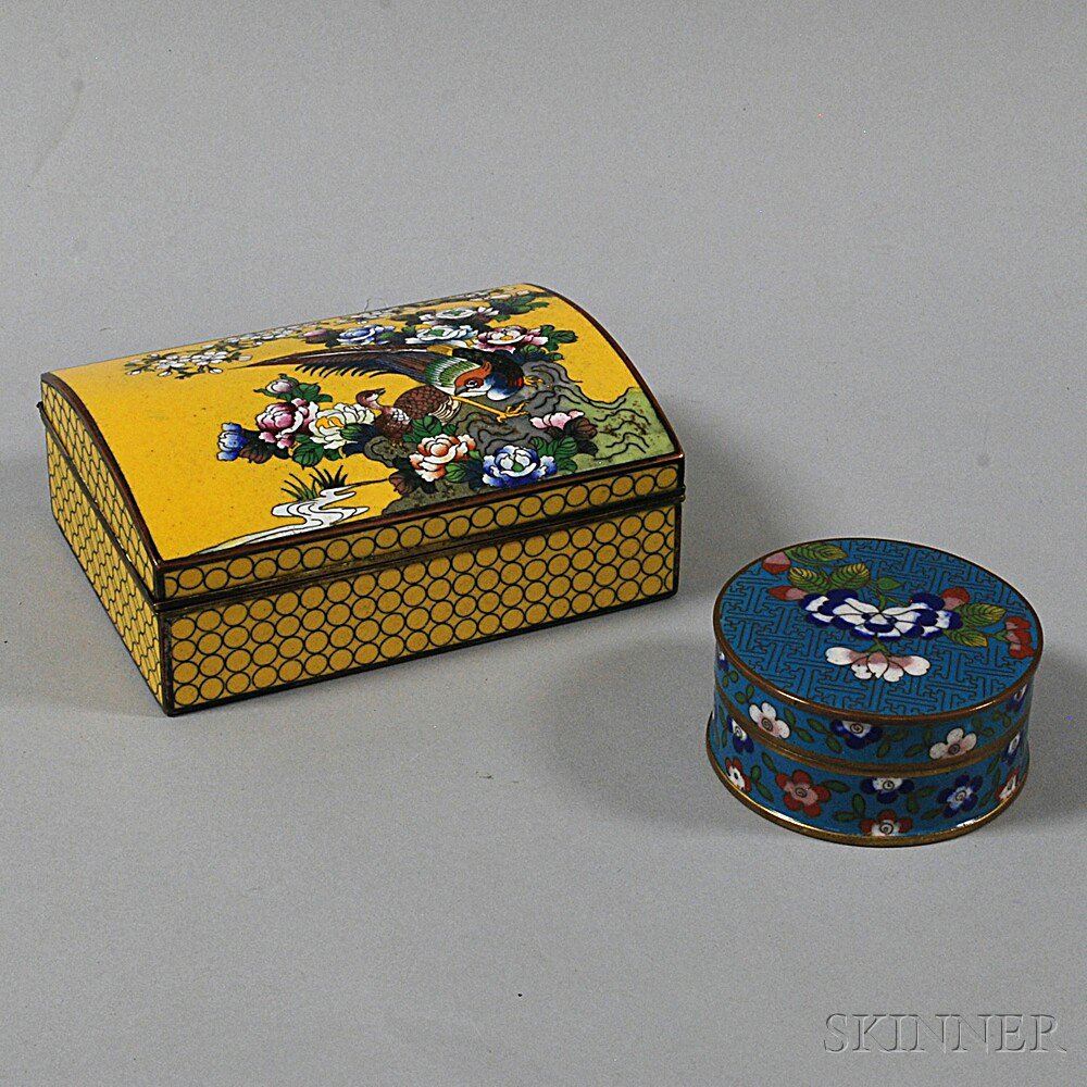 Appraisal: Two Cloisonne Boxes China th century one rectangular with a