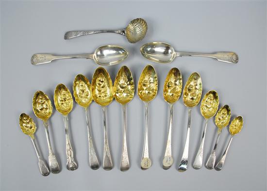 Appraisal: TWELVE ENGLISH SILVER GILT BERRY SPOONS TWO SPOONS and a