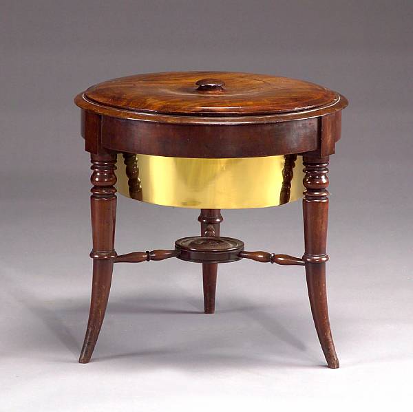 Appraisal: An English mahogany oyster bucket on stand first half th