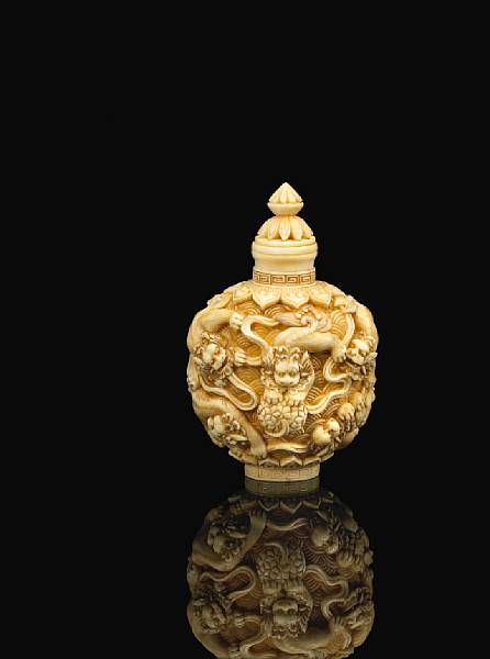 Appraisal: An ivory snuff bottle th Century Of compressed ovoid form