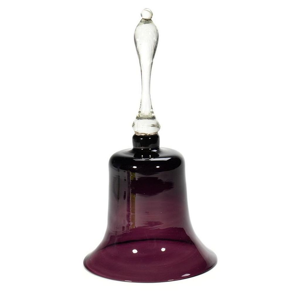 Appraisal: Victorian Nailsea Glass Bell Purple glass bell with clear glass