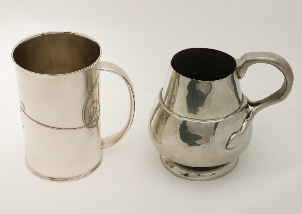 Appraisal: LIBERTY CO PEWTER TANKARD DESIGNED BY ARCHIBALD KNOX of stepped