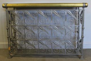 Appraisal: Brass and Iron Console with Marble Top From a Greenwich