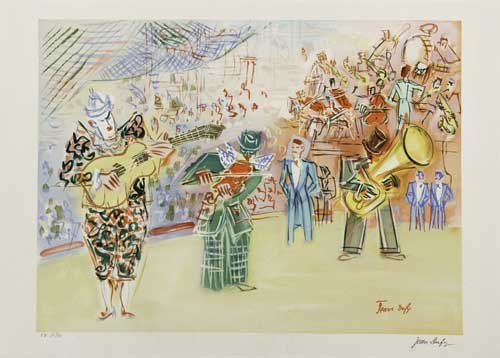 Appraisal: JEAN DUFY Parade des Clowns Musiciens Color lithograph circa x