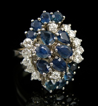 Appraisal: A Sapphire and Diamond Dinner Ring k white gold dinner