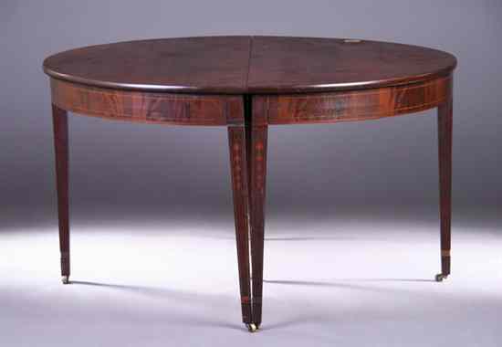 Appraisal: ENGLISH GEORGE III STYLE INLAID MAHOGANY BANQUET TABLE early th