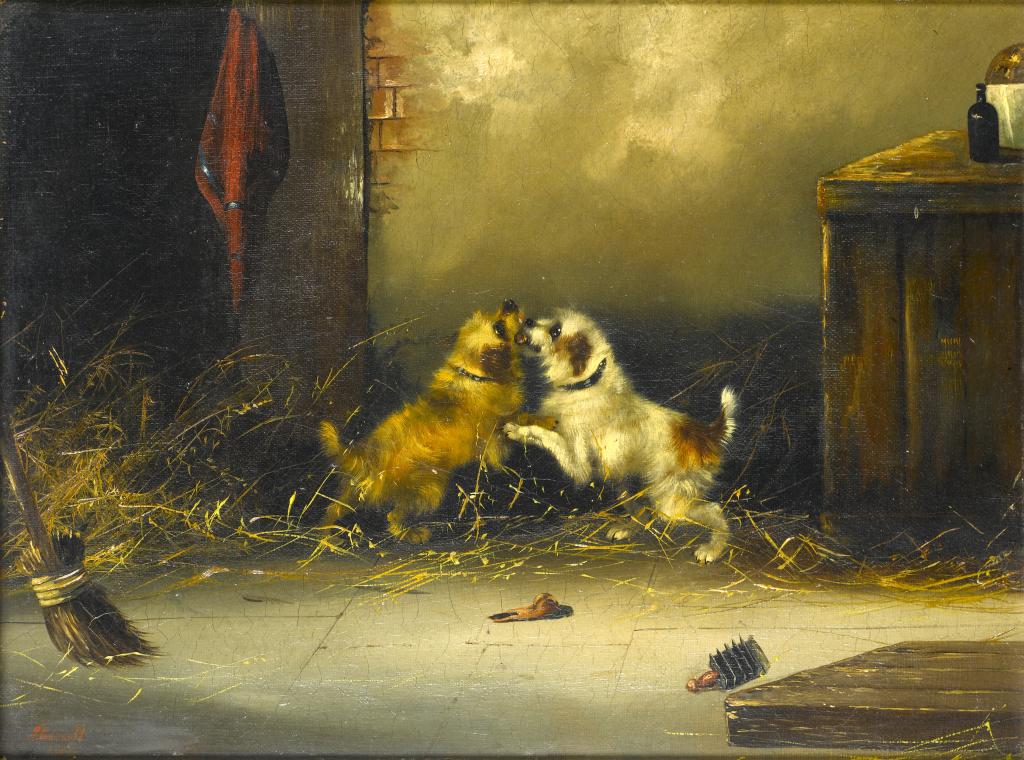 Appraisal: FRANK CASSELL FL LATE TH CENTURY TERRIERS FIGHTING IN A