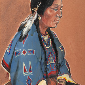 Appraisal: Elizabeth Davey Lochrie American - Cecile Crow-Feather Blackfoot gouache on