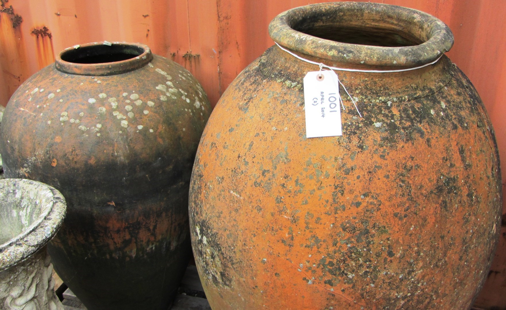 Appraisal: A large terracotta oil jar cm high a f together