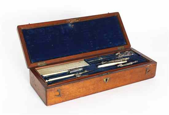 Appraisal: An English Mahogany Cased Drafting Set Troughton Simms comprising various