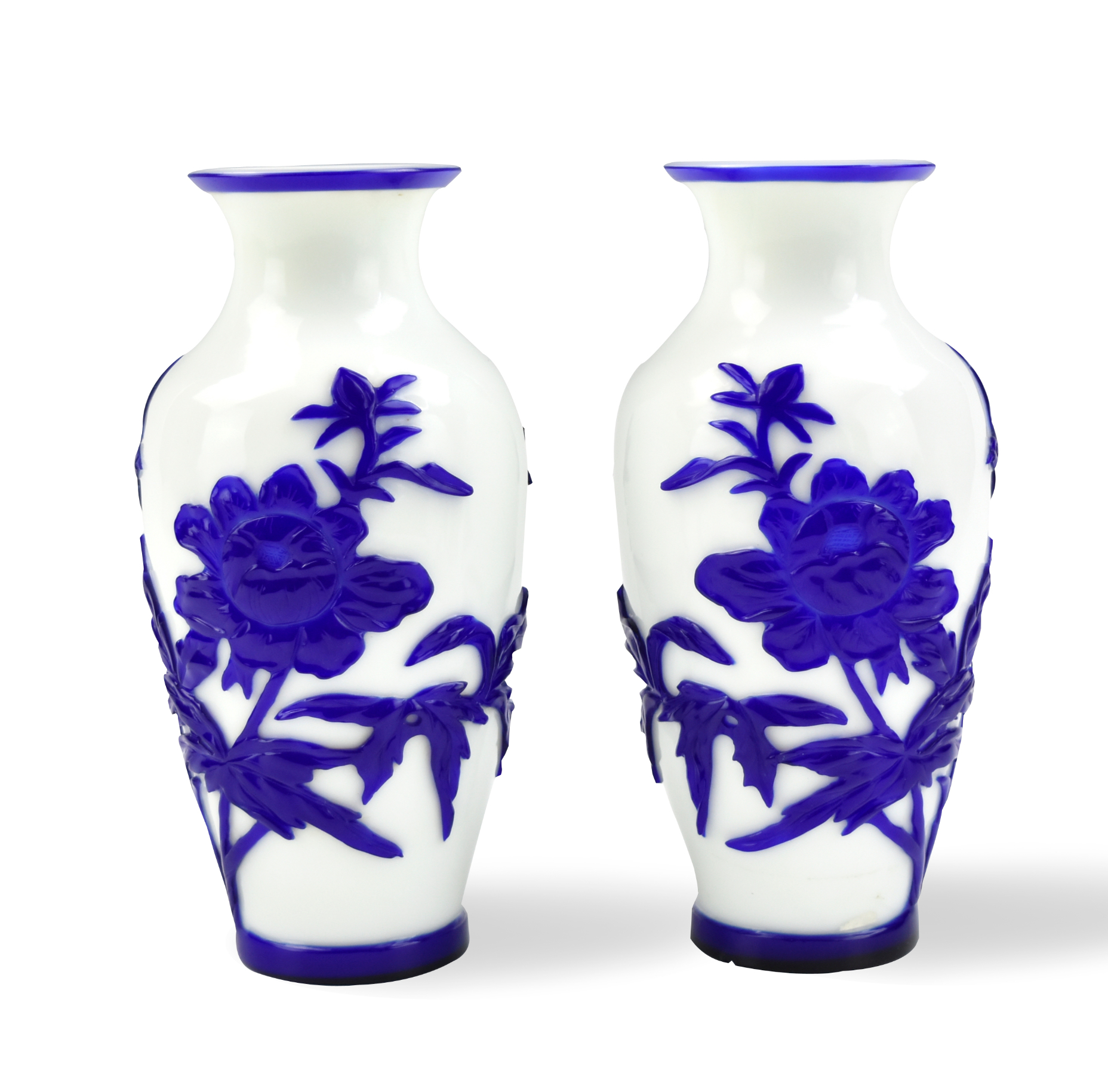 Appraisal: a pair of baluster shaped vases with flared mouth decorated