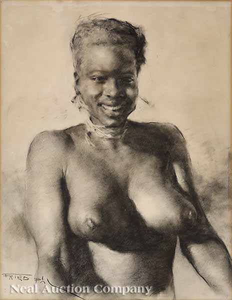 Appraisal: Pal Fried Hungarian American - Voluptuous Nude charcoal on paper