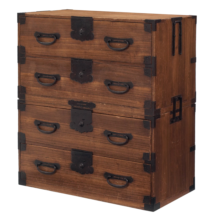 Appraisal: Asian chests pair shown stacked each with two drawers with