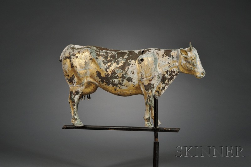 Appraisal: Molded Gilt Copper Cow Weather Vane America early th century