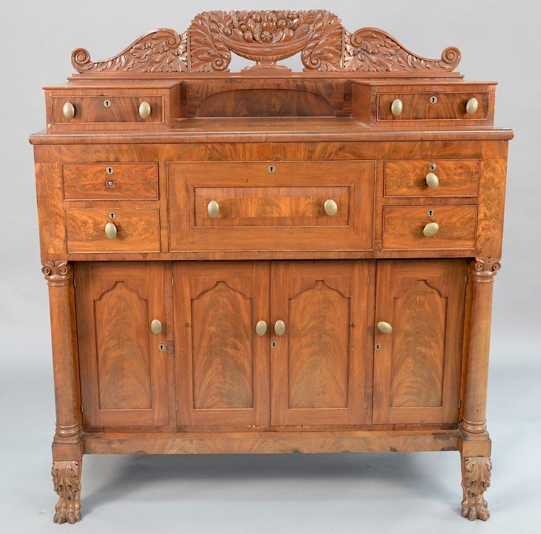 Appraisal: Federal mahogany sideboard having large carved compote of fruit with