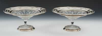 Appraisal: A Pair of Wallace Rosepoint Sterling and Etched Glass Compotes